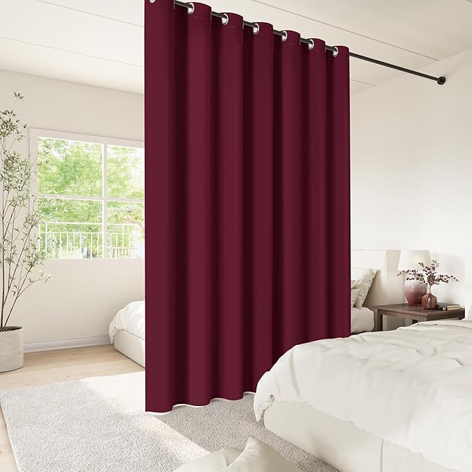 ChrisDowa Room Divider Curtain 120 Inches Long, Wide Blackout Sliding Door