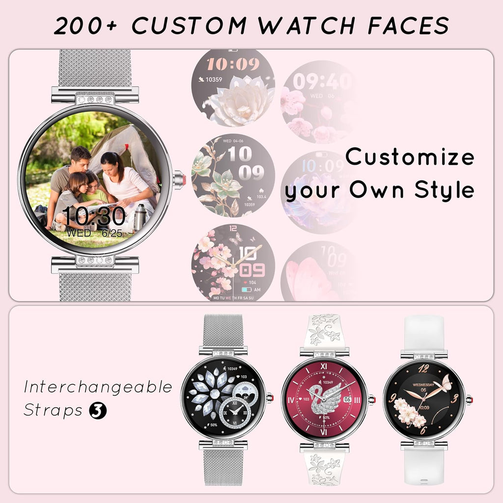 smart watch for women (3 bands) 1.19“ amoled, close-up detail