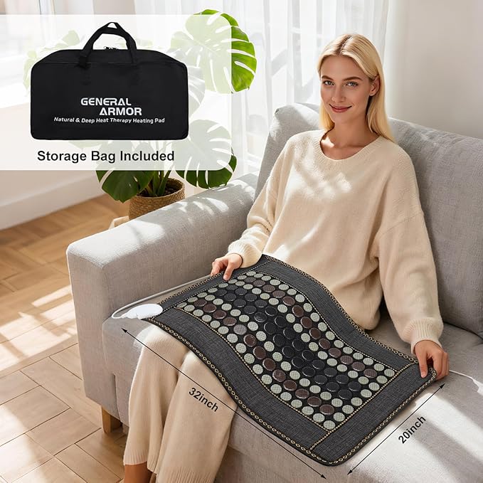 Infrared Heating Pad for Back, Large 76 Jade and 52 Tourmaline Heating Pad for