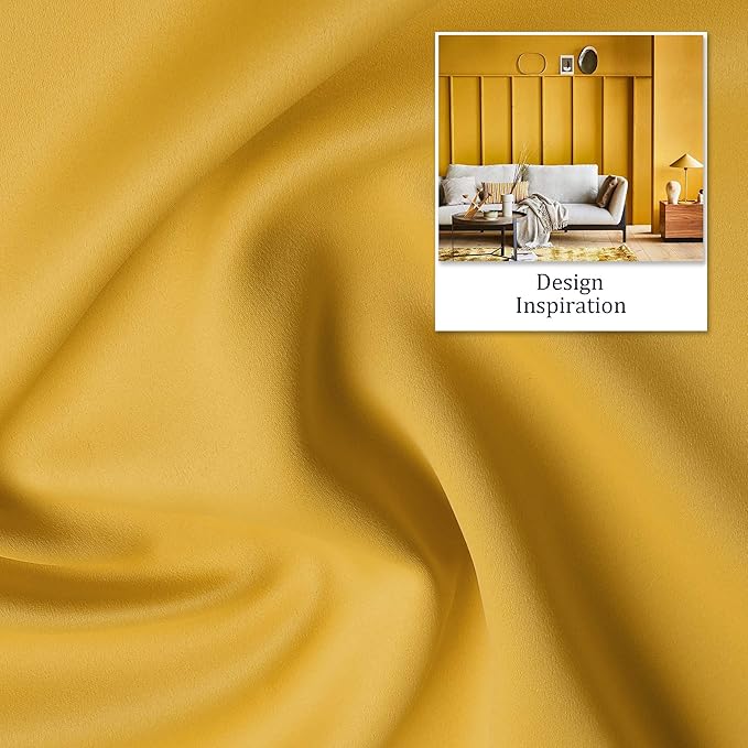 DUALIFE Yellow Solid Curtains 96 Inch Length Blackout Curtain Panels