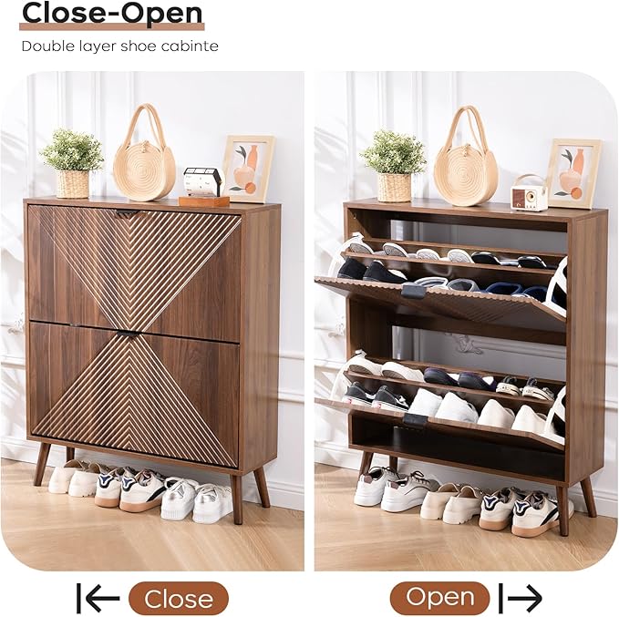 Shoe Cabinet Storage, Farmhouse Freestanding Organizer