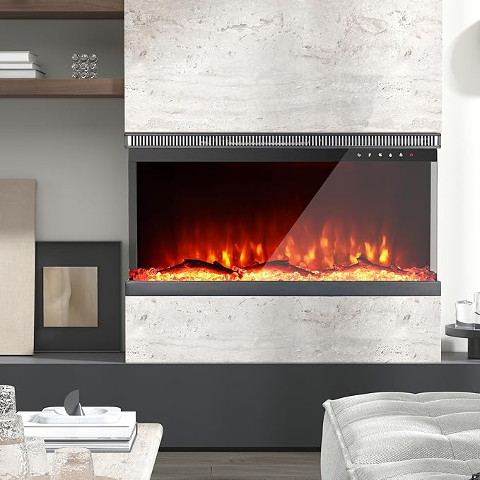 Charavector 30 inch 3-Sided Electric Fireplace Inserts