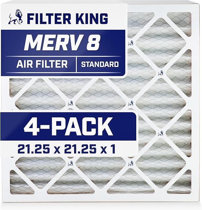 Filter King 21.25x21.25x1 Air Filter | 4-PACK | MERV 8 HVAC Pleated A/C Furnace