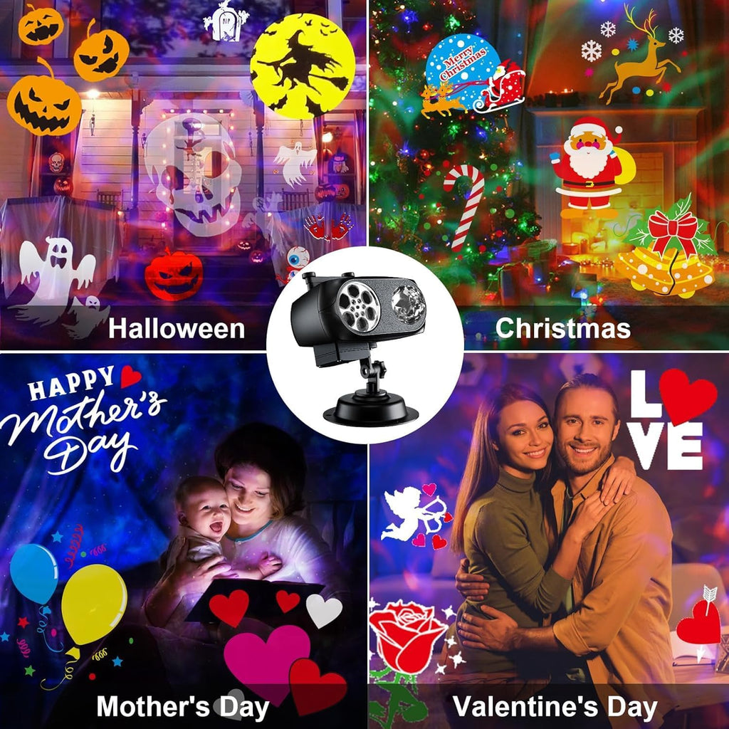 Brighter Halloween Projector Lights, 2026 Upgraded Halloween Decorations Holiday Projector Display 8 Patterns at A Time (Ocean Wave & Patterns), 8 Holiday Themes Christmas’ Day Decor Light