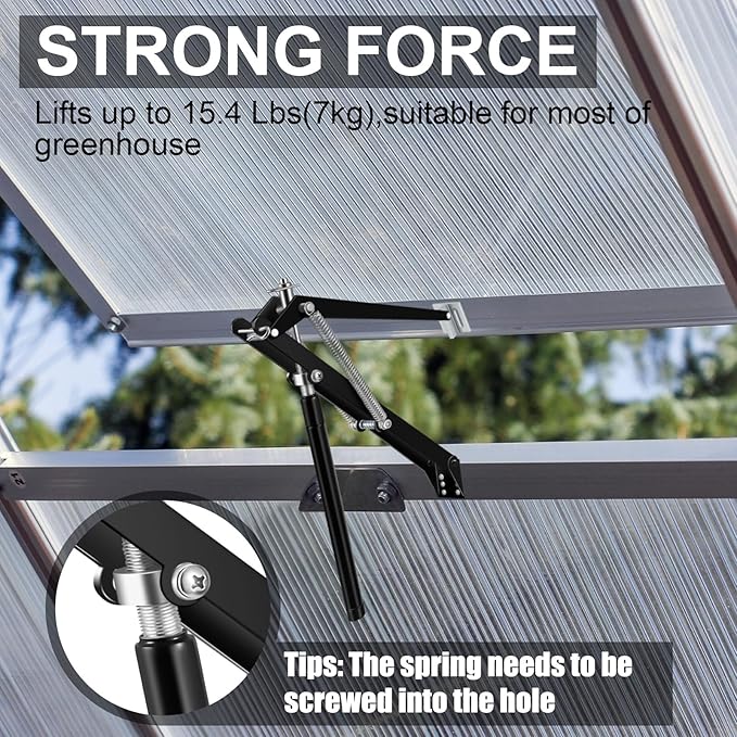 Amylove 2 Pcs Dual Spring Automatic Roof Vent Opener Greenhouse Accessories