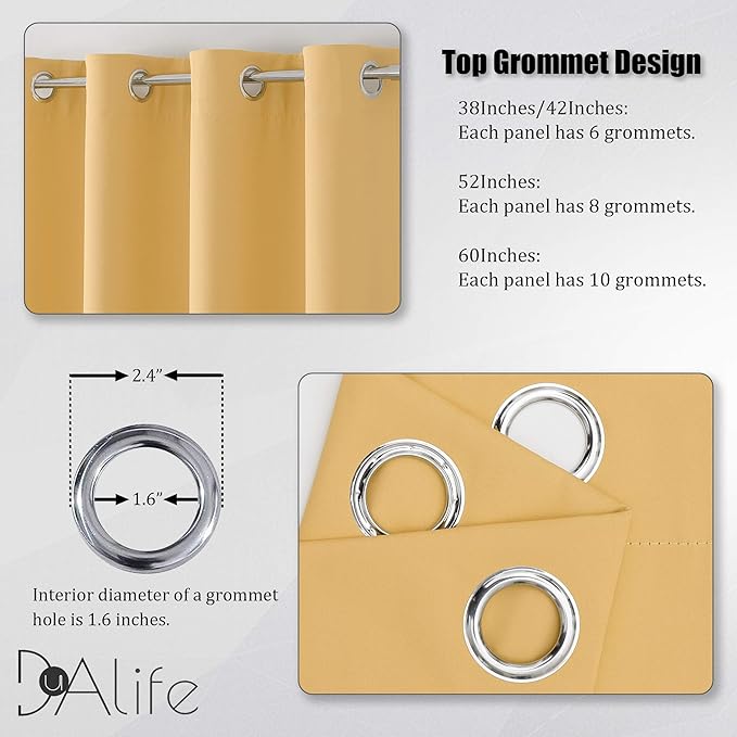 DUALIFE Yellow Solid Blackout Curtains