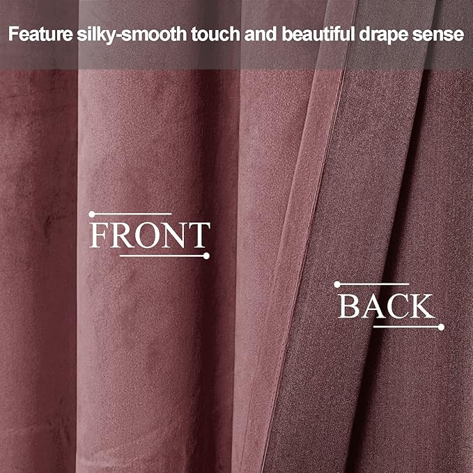JIUZHEN Wild Rose Velvet Curtains 63 inches Blackout Curtains