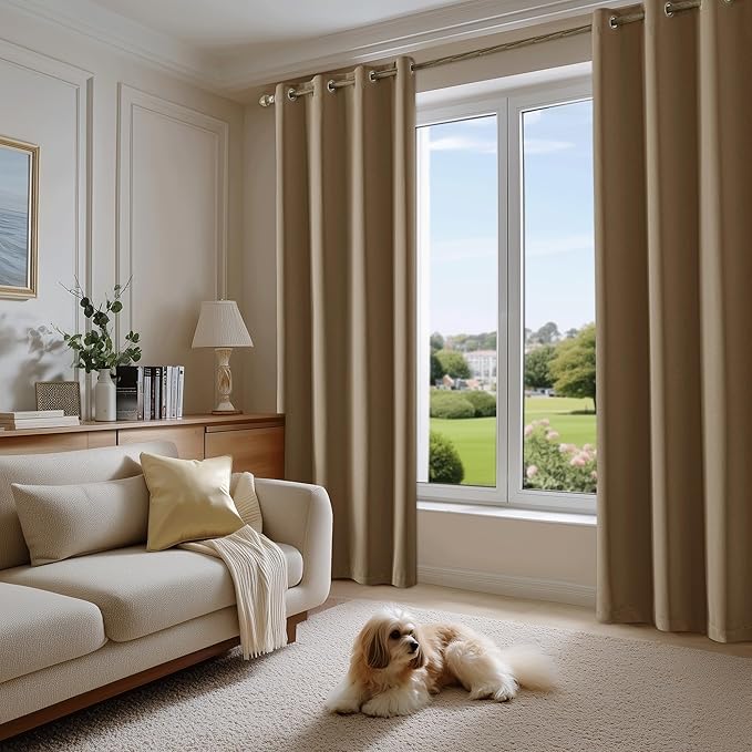 Beauoop 100% Blackout Curtains 63 Inch Long 2 Panels