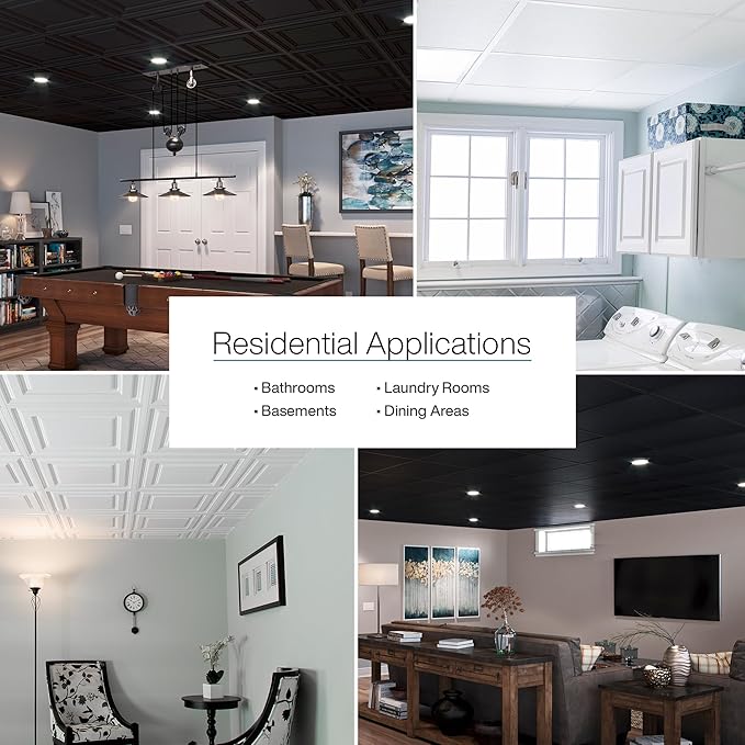 Genesis 2ft x 2ft Stucco Pro Black Ceiling Tiles