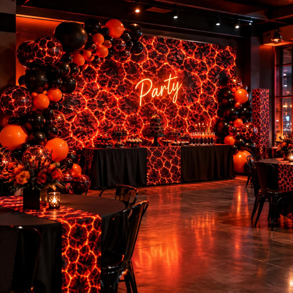 Tegeme 100Ft x 54 in Halloween Lava Tablecloth Roll Volcano Wall Backdrop
