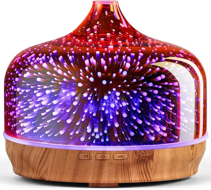 Porseme 500ml Essential Oil Diffuser 3D Glass Aromatherapy Ultrasonic Humidifier