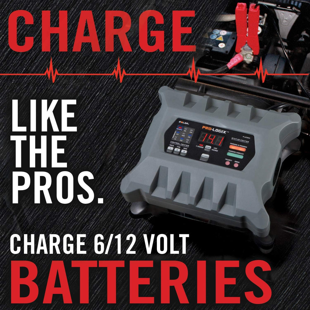 clore automotive pl2320 20-amp fully-automatic smart charger, 6v shown in use