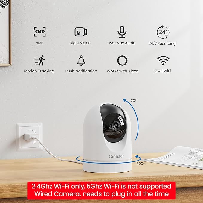 Cinnado 2K Home Security Cameras-2.4Ghz WiFi Indoor Camera (4Pack)