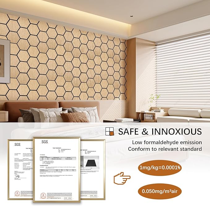 Hexagon Acoustic Wall Panels, Self-Adhesive Sound Absorbing Wall Panel by ARMURO (4 Pack)