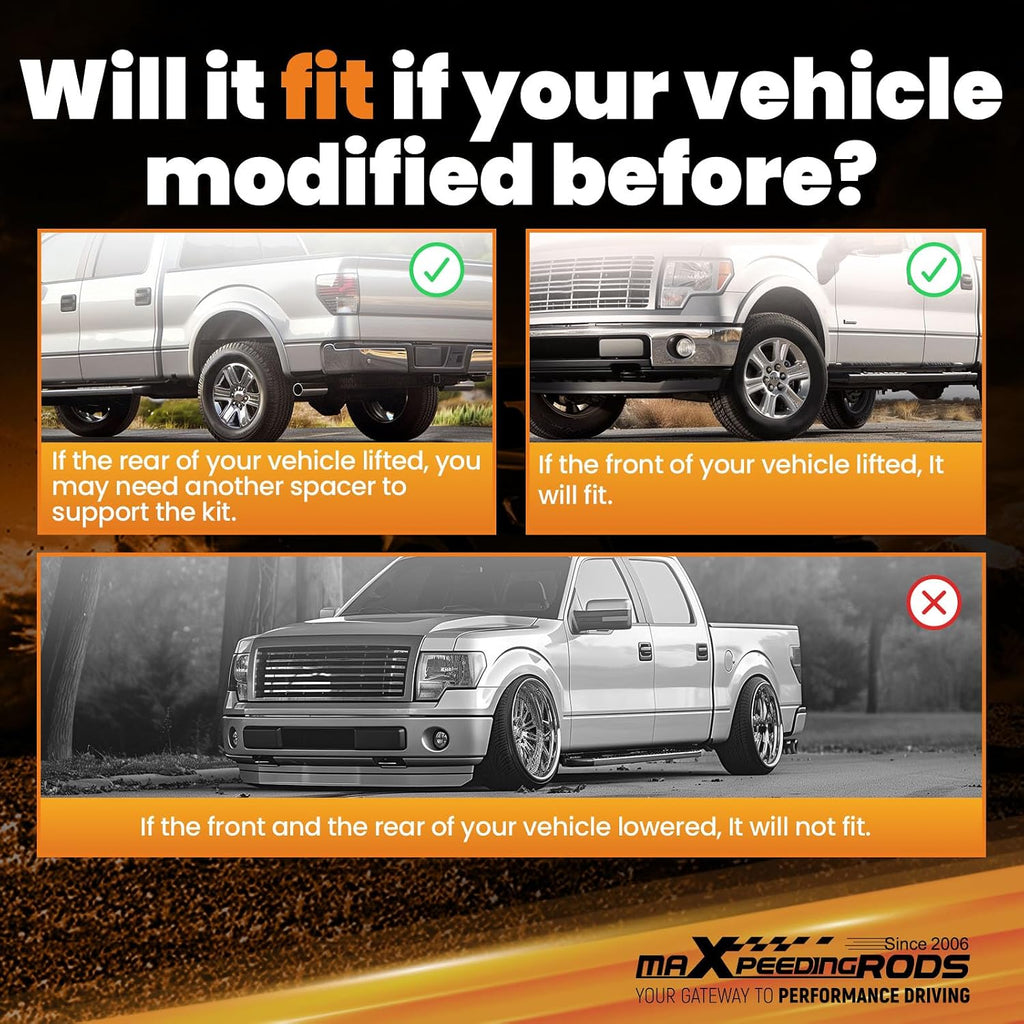 maxpeedingrods 7500 lbs rear air suspension bags kit, front angle view