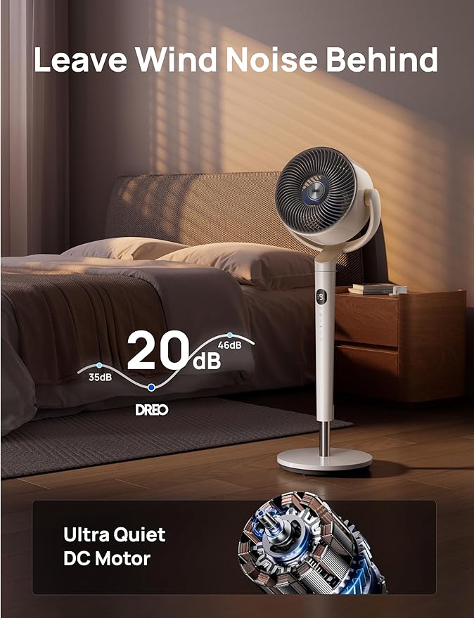 Dreo Smart Fan for Bedroom, 120° +120° Omni-Directional Oscillating Fans