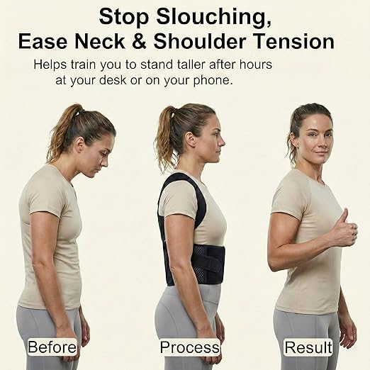Full Back Posture Corrector for Women & Men – Pull-Back System Posture Brace –
