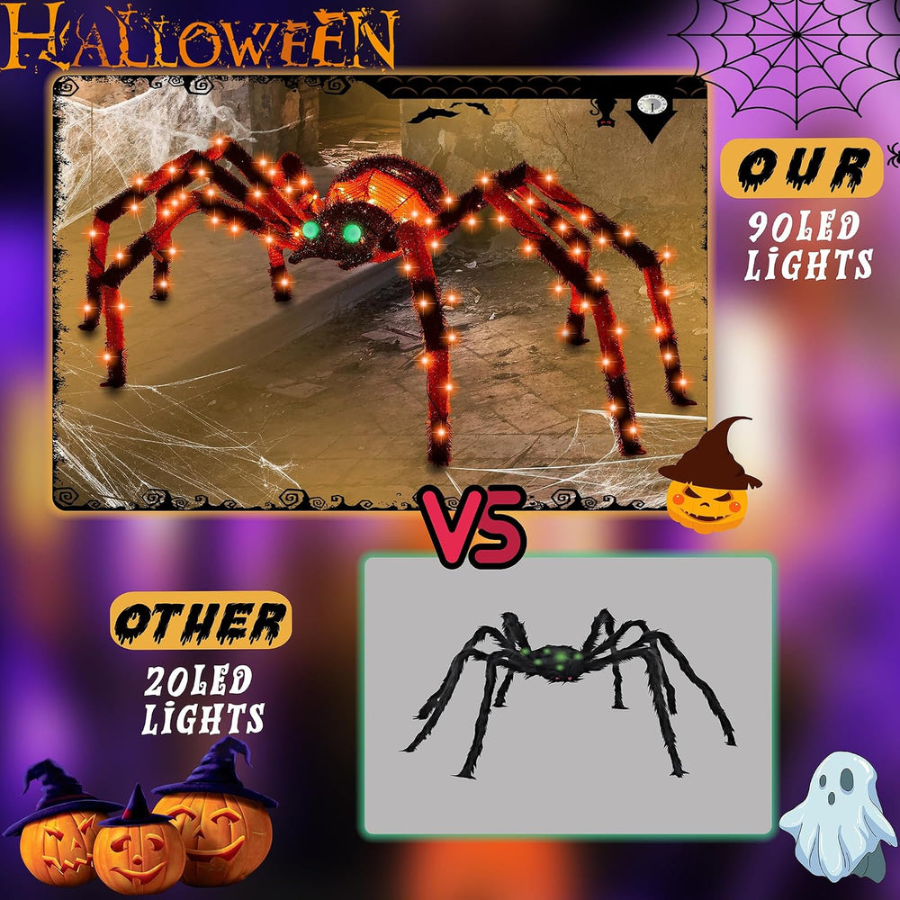 4.2Ft Giant Spider Halloween Decorations Outdoor 52" Light Up Spider wit...