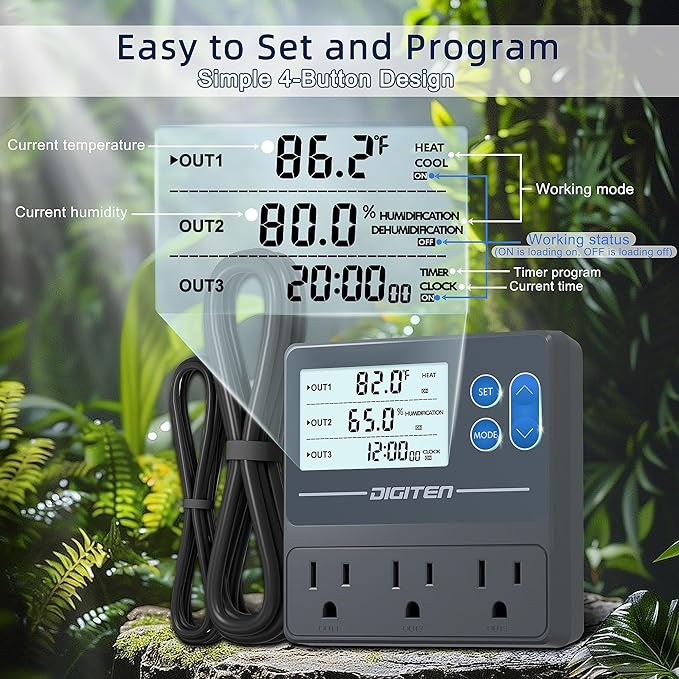 DIGITEN Reptile Temperature and Humidity Controller