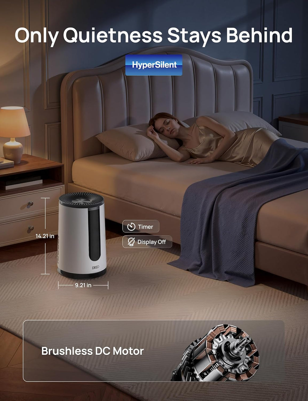 DREO Air Purifier for Home, HEPA Sleep Mode, AHAM VERIFIDE Air Purifiers for Bedroom, Pets, Smoke, Dust, Pollen & Odors, PM2.5 Monitor, Auto & Turbo Mode, 4 Speeds, Scent Diffuser, DR-HAP008(Dreo 338)