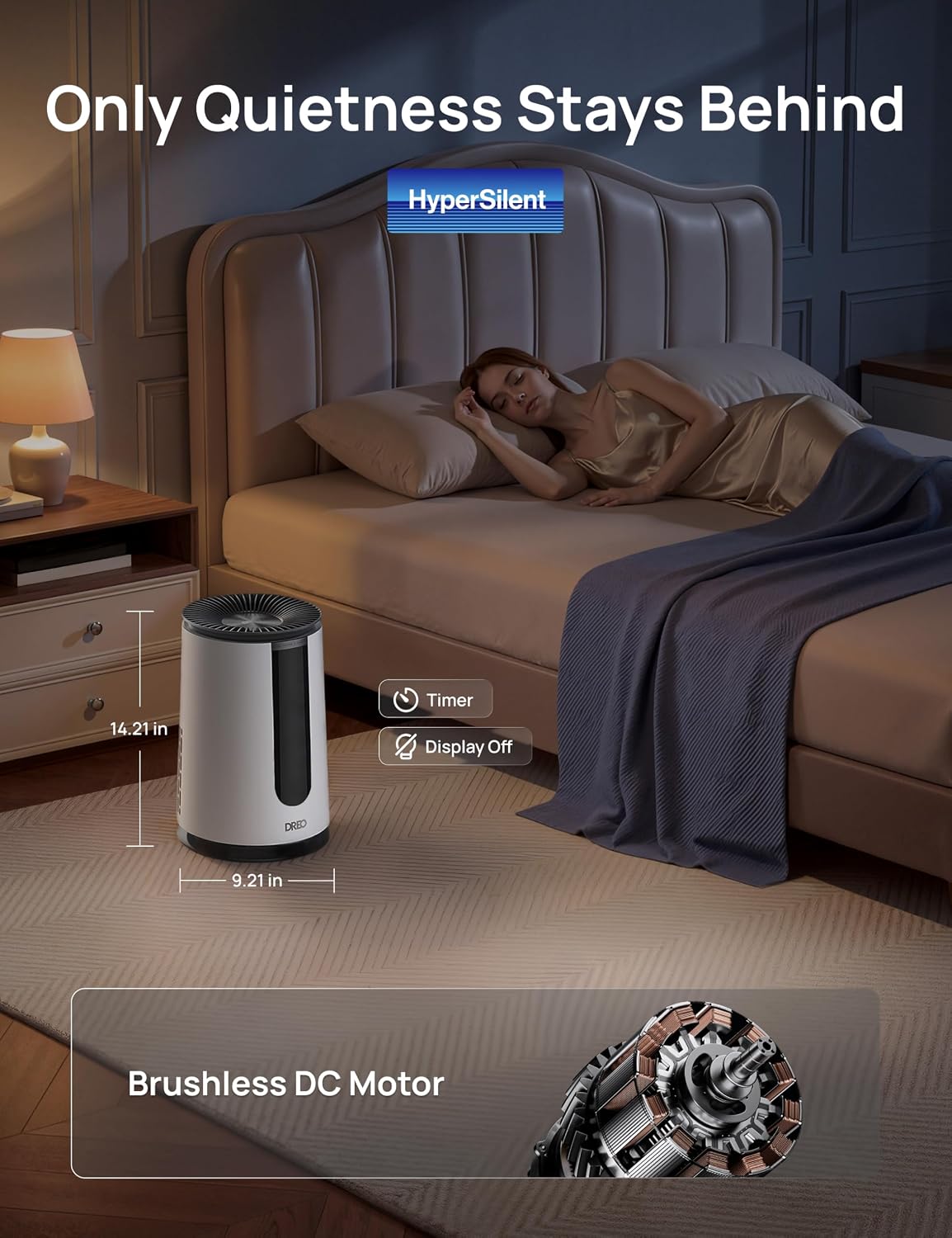 DREO Air Purifier for Home, HEPA Sleep Mode, AHAM VERIFIDE Air Purifiers for Bedroom, Pets, Smoke, Dust, Pollen & Odors, PM2.5 Monitor, Auto & Turbo Mode, 4 Speeds, Scent Diffuser, DR-HAP008(Dreo 338)