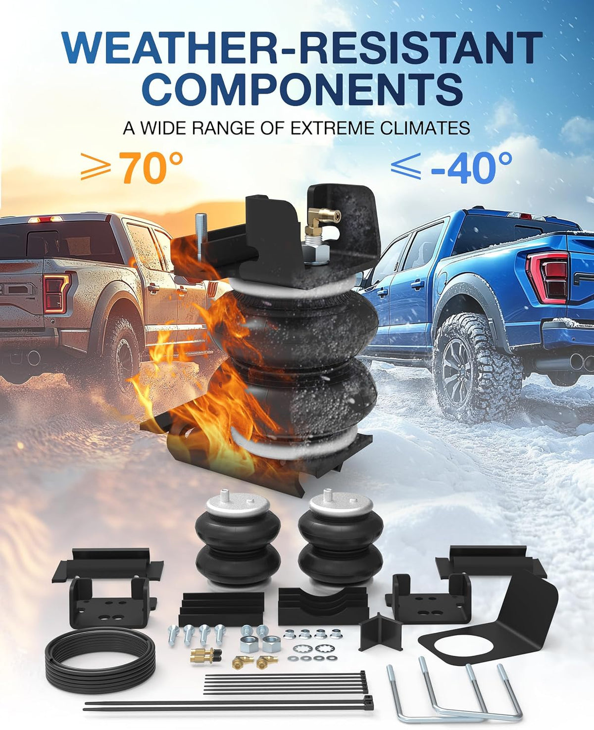 topick rear air bags suspension kit for 2014-2026, package contents