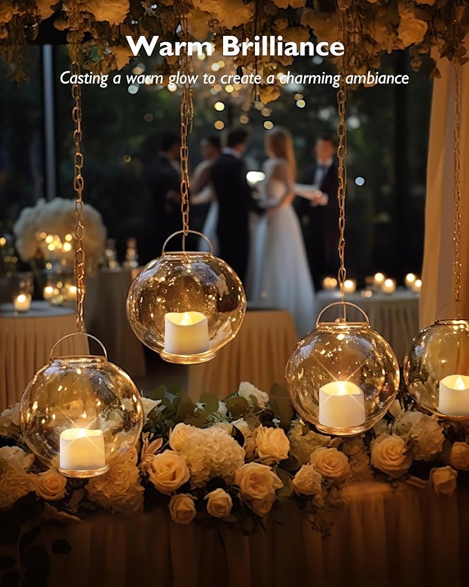 Homemory 24Pcs Flickering Flameless Candle Battery Operated, 200+Hours Fake Electric LED Tea Lights for Votive, Centerpiece Table Decorations, Wedding, Aniversary, Halloween, Christmas