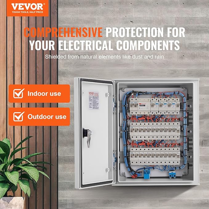 VEVOR Fiberglass Enclosure 23.6 x 15.7 x 9.1 Electrical Enclosure Box NEMA 3X