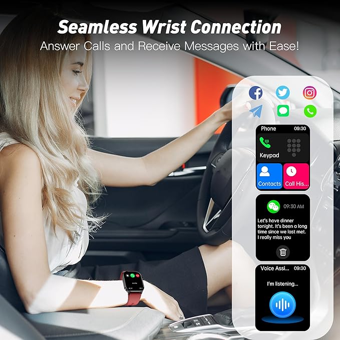 Smart Watch for Men Women, 2.04" AMOLED Color Screen, 24/7 Heart Rate, Blood
