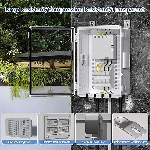 ABS Electrical Junction Box, Ventilated Design, Cable Grommets, IP65 Waterproof
