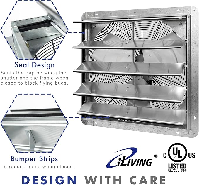 iLiving New Upgraded 20" Wall Mounted Exhaust Fan