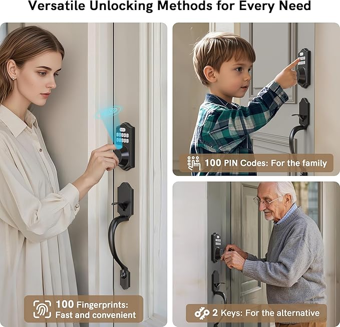APP Fingerprint Door Lock Set, Keyless Entry Door Lock, Front Handle Set