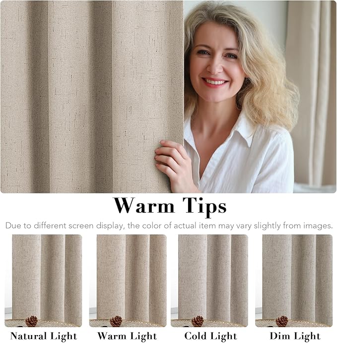 H.VERSAILTEX Linen Blackout Curtains Durable Thick Textured Linen Look 100%