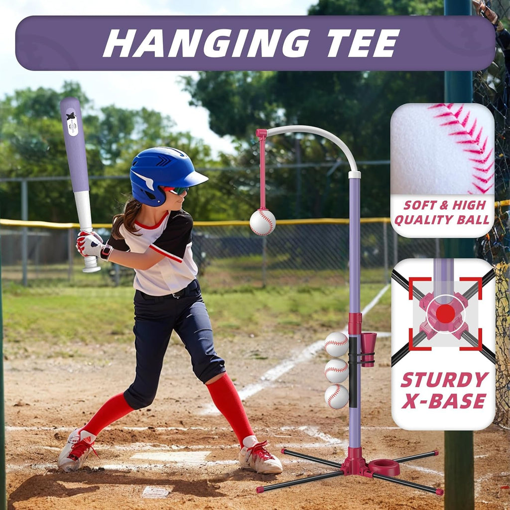 Wee Wonders 3-in-1 T Ball Set, Adjustable Height Hanging Tee Ball Set