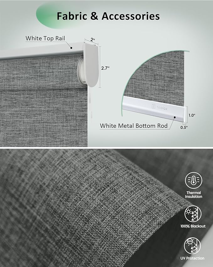 Yoolax Motorized Blinds App Control, Cordless Automatic Shades Roller Window