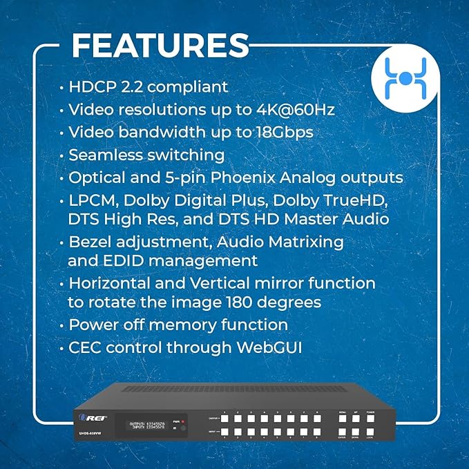 OREI 4K 8x8 Seamless HDMI Matrix Switch Video Wall Controller HDMI Processor