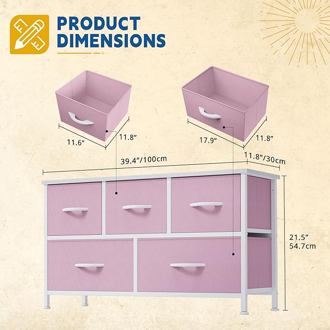 DWVO Dresser for Room with 5 Drawers