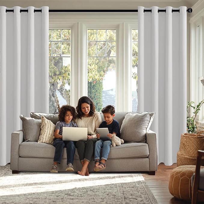 JIUZHEN Greyish White Blackout Curtains