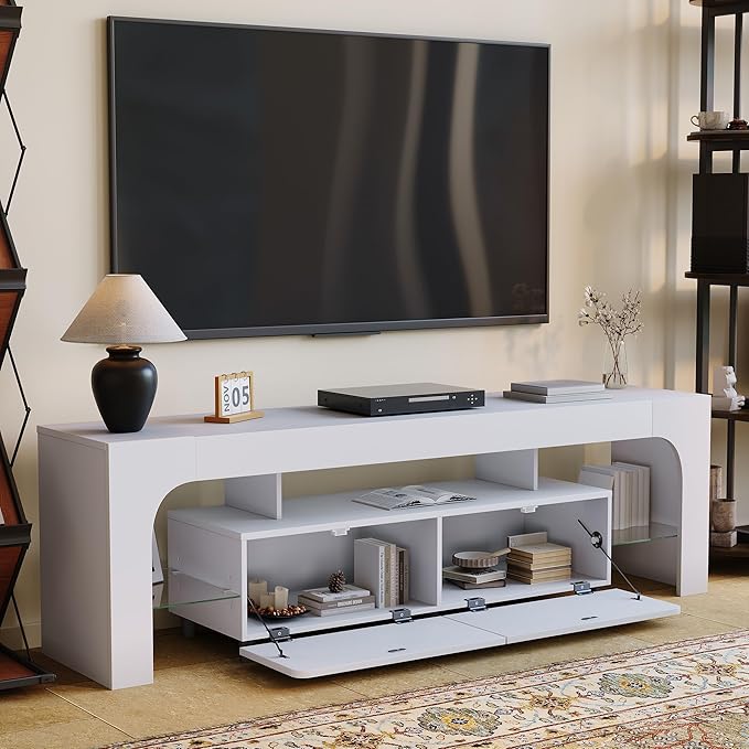 IDEALHOUSE LED TV Stand for 55 to 75 Inch TV, Modern TV Console Table