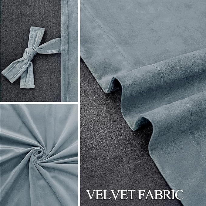 JIUZHEN Soft Velvet Curtains 108 inch, Room Darkening Smooth Hand-Feeling