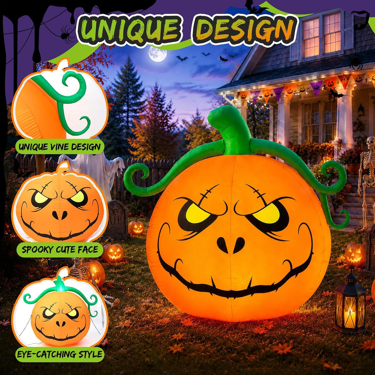 5FT Halloween Inflatables Pumpkin Outdoor Decorations Yard Decor