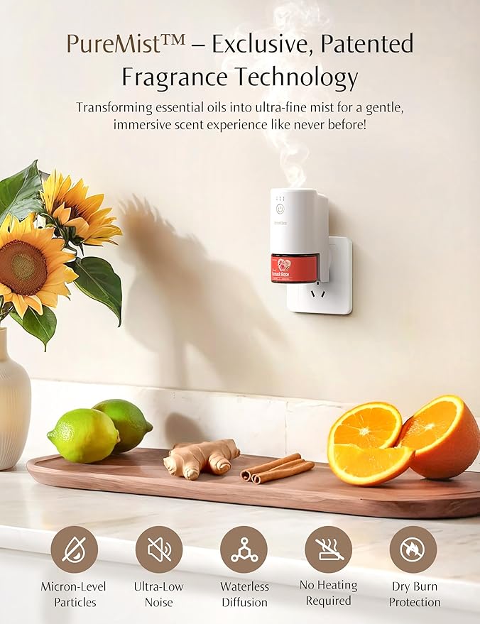SF101 Pro Waterless Essential Oil Diffuser, Plug in Aromatherapy Diffuser &