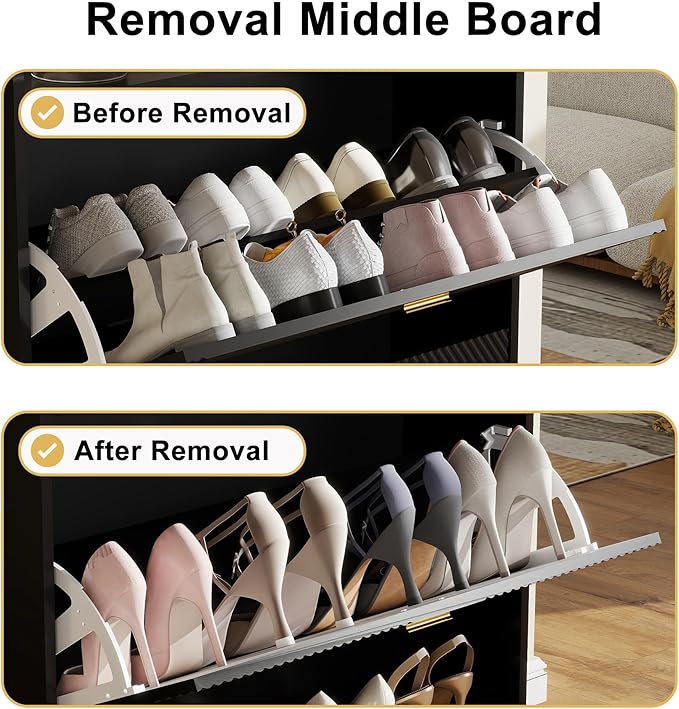 Shoe Cabinet Storage for Entryway, Shoe Organizer Cabinet Flip Drawers Narrow