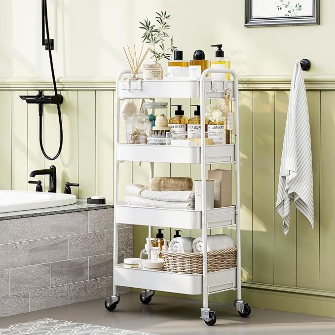 TOOLF 4-Tier Metal Rolling Cart
