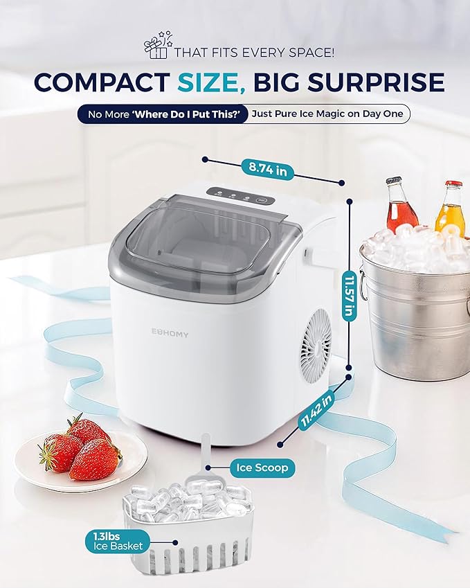 EUHOMY Countertop Ice Maker Machine