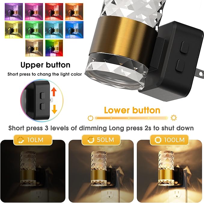 L LOHAS LED Night Light, Night Lights Plug into Wall, 2 Pack 10-Color RGB