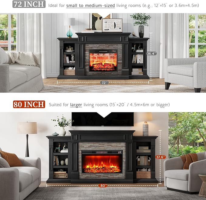 LGHM 80" Fireplace TV Stand, Electric Fireplace