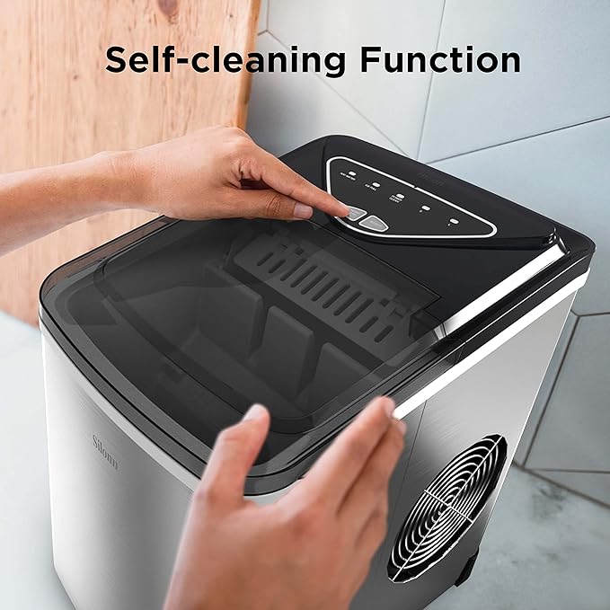 Silonn Ice Makers Countertop, 9 Cubes Ready in 6 Mins, 26lbs in 24Hrs,