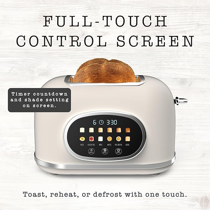 Rae Dunn Retro Digital Electric Toaster, 2 Slice Stainless Steel Toaster