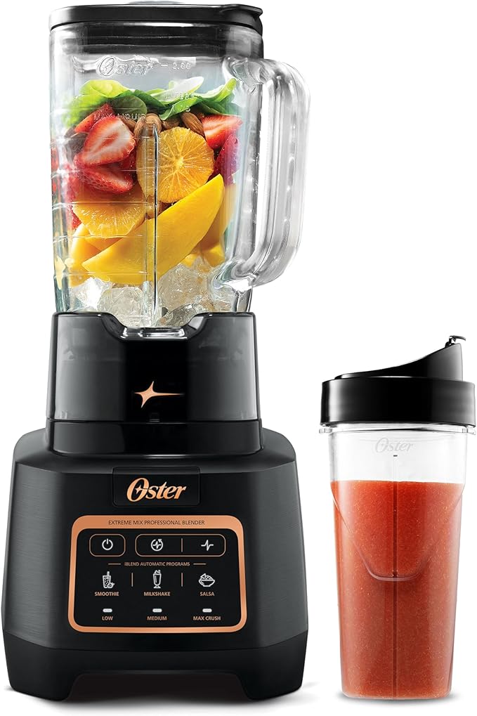 Oster Extreme Mix Blender, 64oz Glass Jar, 3 iBlend Preset Functions, 1600-Watts